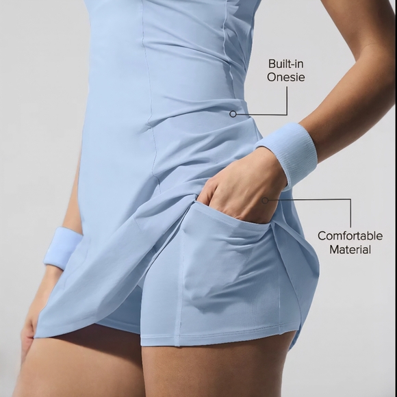 Aerie | Skylight Blue Offline The Hugger Dress With Shorts & Pockets SZ L 12 14 - Picture 1 of 12